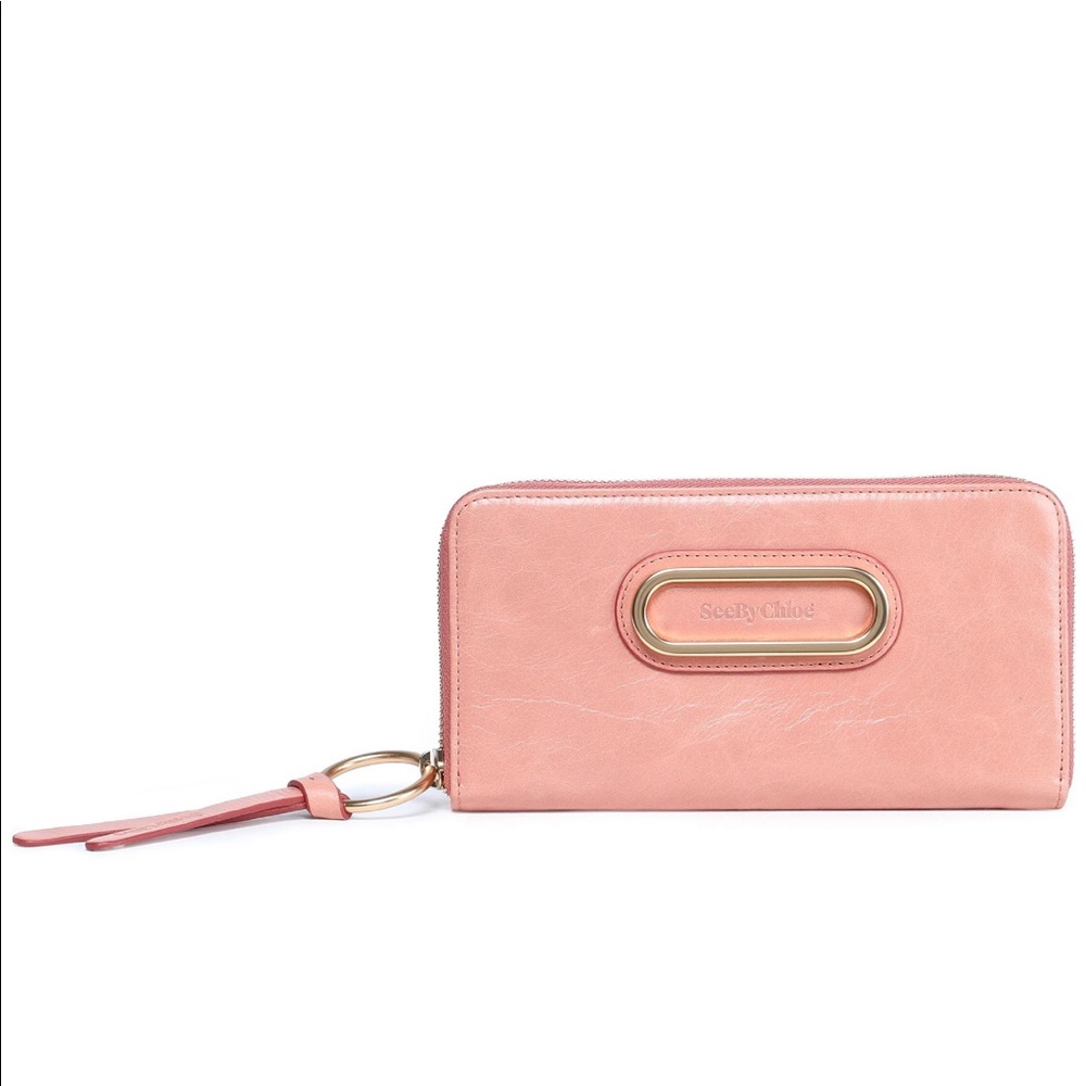 SEE BY CHLOÉ Cracked-leather wallet NWT Baby Pink